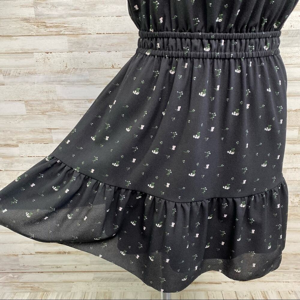 Aritzia Wilfred Effet Halter Floral Dress Womens Size XS Black Split Back Ruffle - Picture 6 of 16